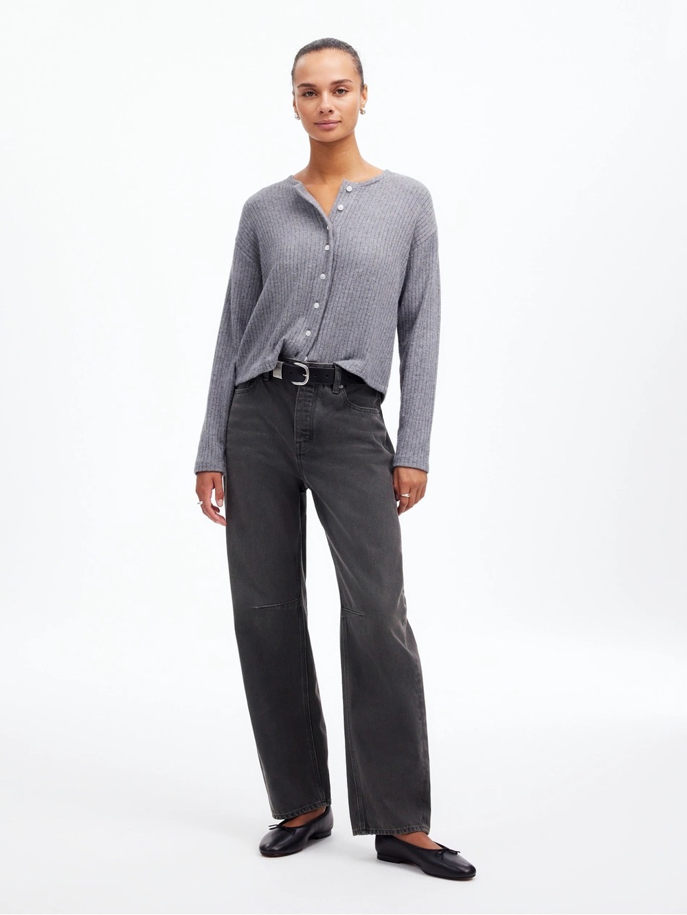 Madewell The Darted Barrel-Leg Jean Olenda Wash Rigid Size 24